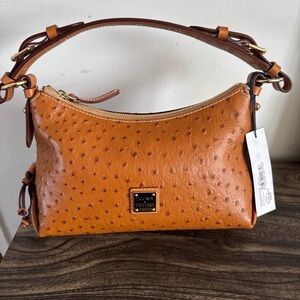 Dooney & Bourke Brown Ostrich Leather Shoulder Bag